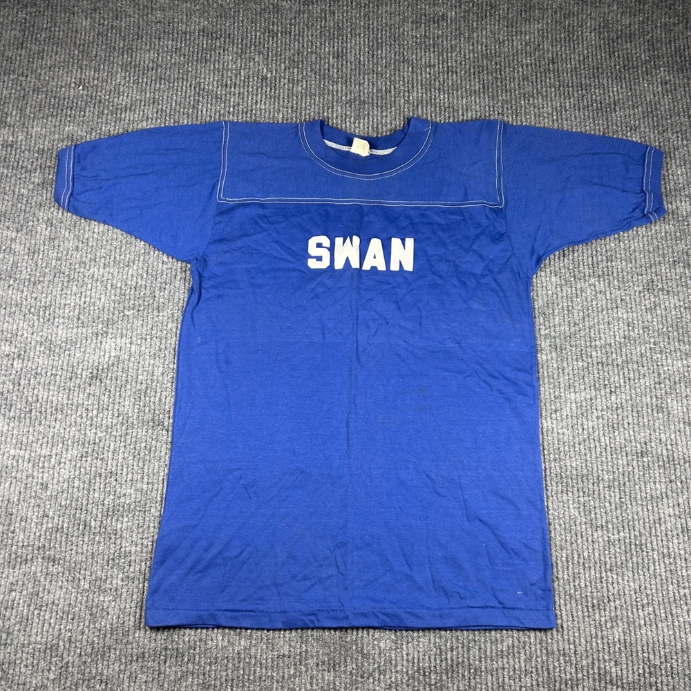 Vintage Bantams Shirt Men's L Swan Mildred Graphic Ringer Blue 60 USA - Picture 1 of 7